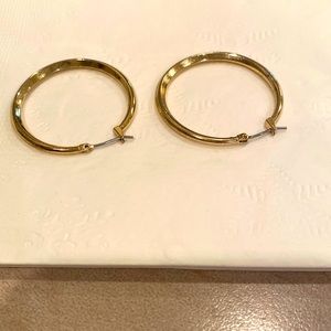Price drastically reduced   Gold hoop earrings  1 1/4inch diameter hoops